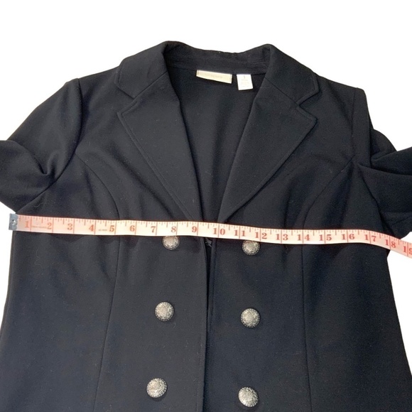 Chico’s Black Unstructured Double Breasted Blazer Notched Collar Rolled Cuffs M - Picture 6 of 10
